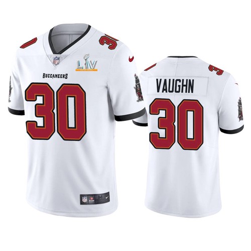 Men's Tampa Bay Buccaneers #30 Ke'Shawn Vaughn White 2021 Super Bowl LV Limited Stitched NFL Jersey - Click Image to Close